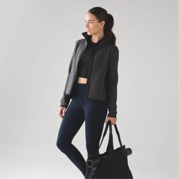 Lululemon Its Fleecing Cold Zip Up Heathered Black/Black Sz 6 - Picture 12 of 16